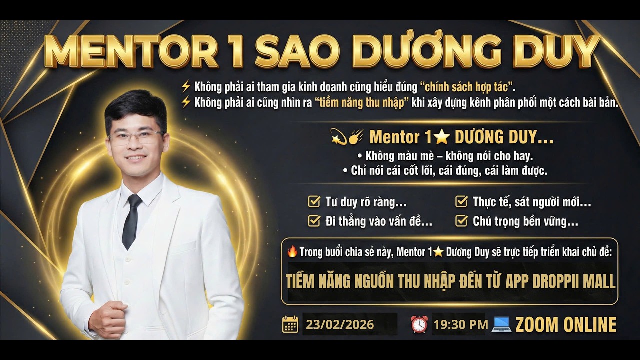TIỀM NĂNG NGUỒN THU NHẬP ĐẾN TỪ APP DROPPII MALL - AI CŨNG LÀM ĐƯỢC - Hr. Dương Tường Duy