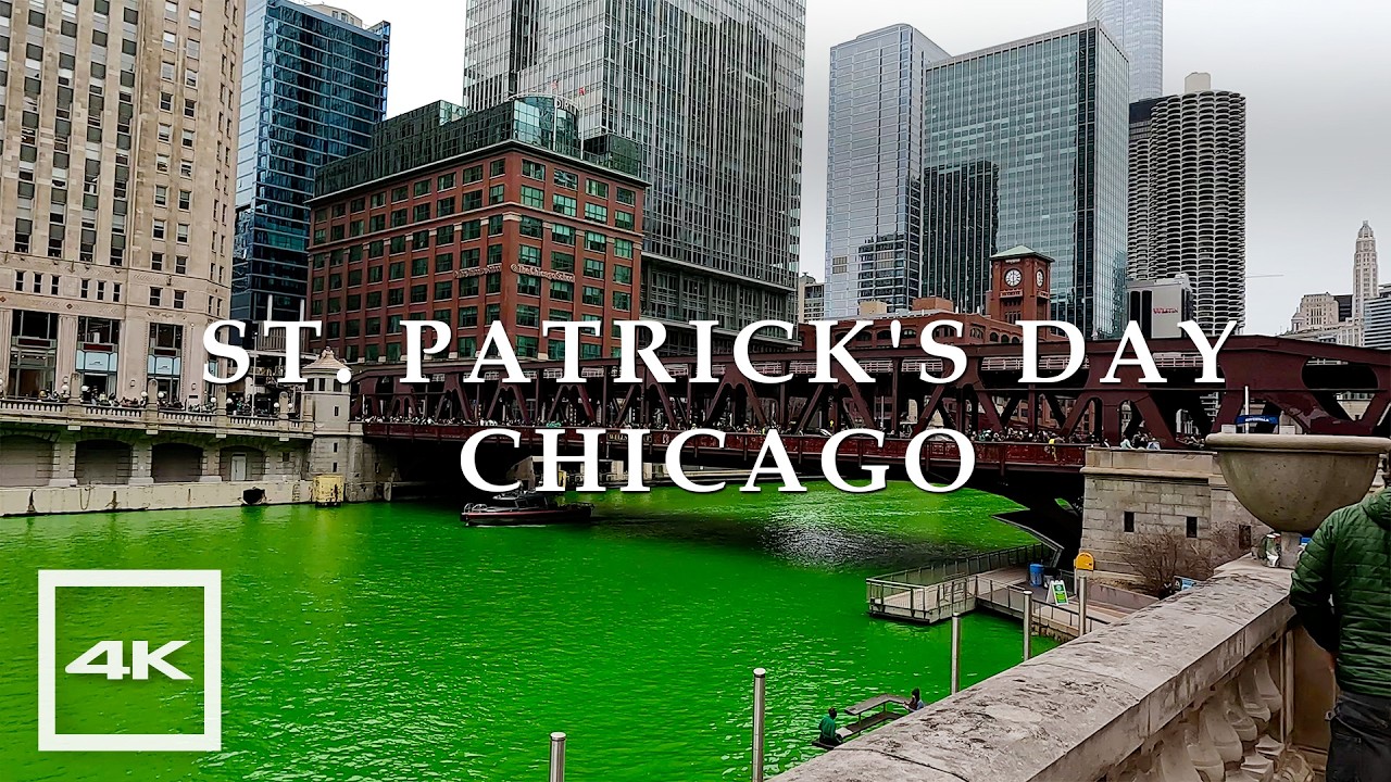 Chicago River Turns Green ☘️ St. Patrick&rsquo;s Day in Chicago | City Walk & City Vibes | 4K HDR 60fps