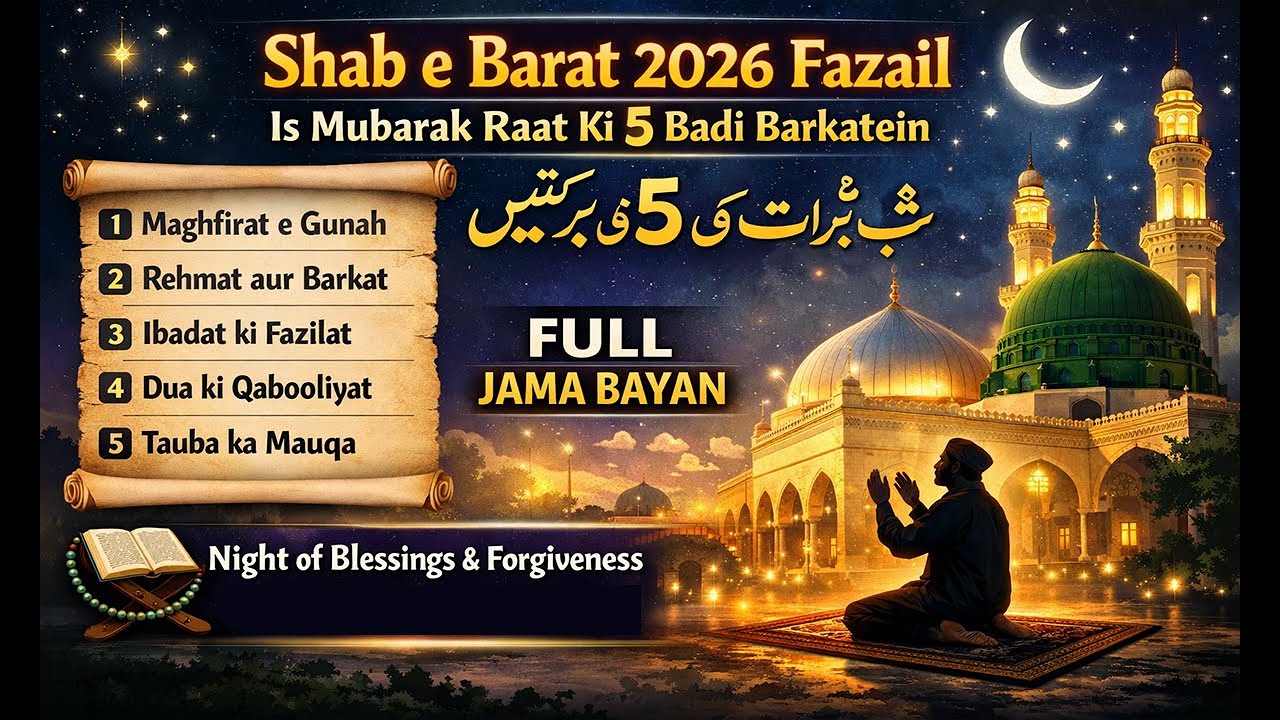Shab e Barat 2026 Fazail | Is Mubarak Raat Ki 5 Badi Barkatein | Full Jama Bayan