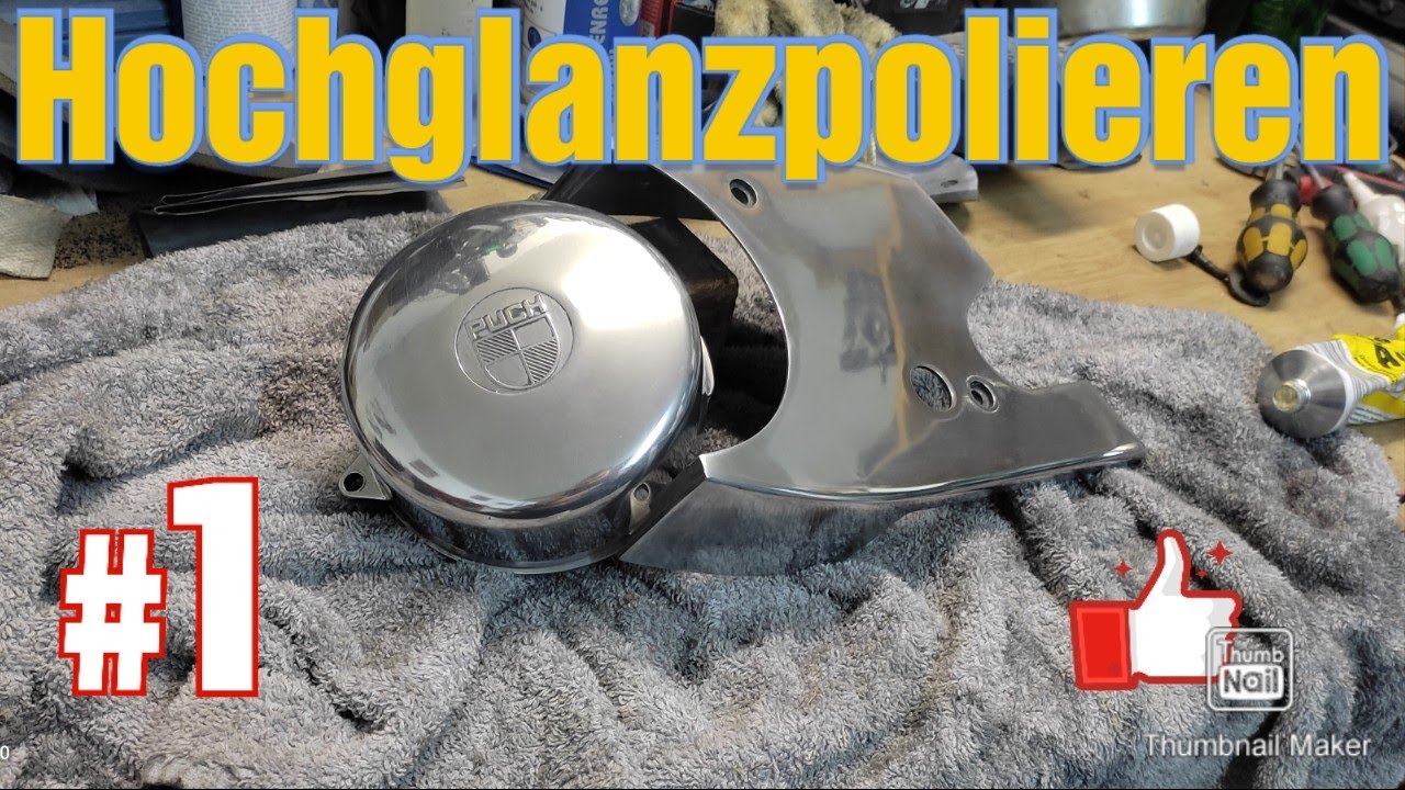 Ritzelabdeckung polieren, Restaurieren Puch Mofa Alu Hochglanzpolieren
