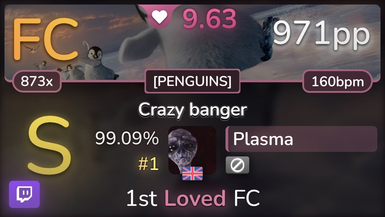 🔴 9.6⭐ Plasma | Kagetora. - Crazy banger [PENGUINS] 99.09% FC #1 | 971pp - osu!
