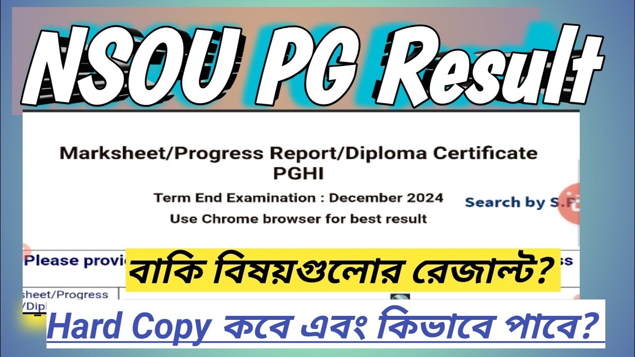 NSOU PG Result//nsou ma result//pg nsou result //nsou ma part 2 exam result //nsou ma part 1 result 