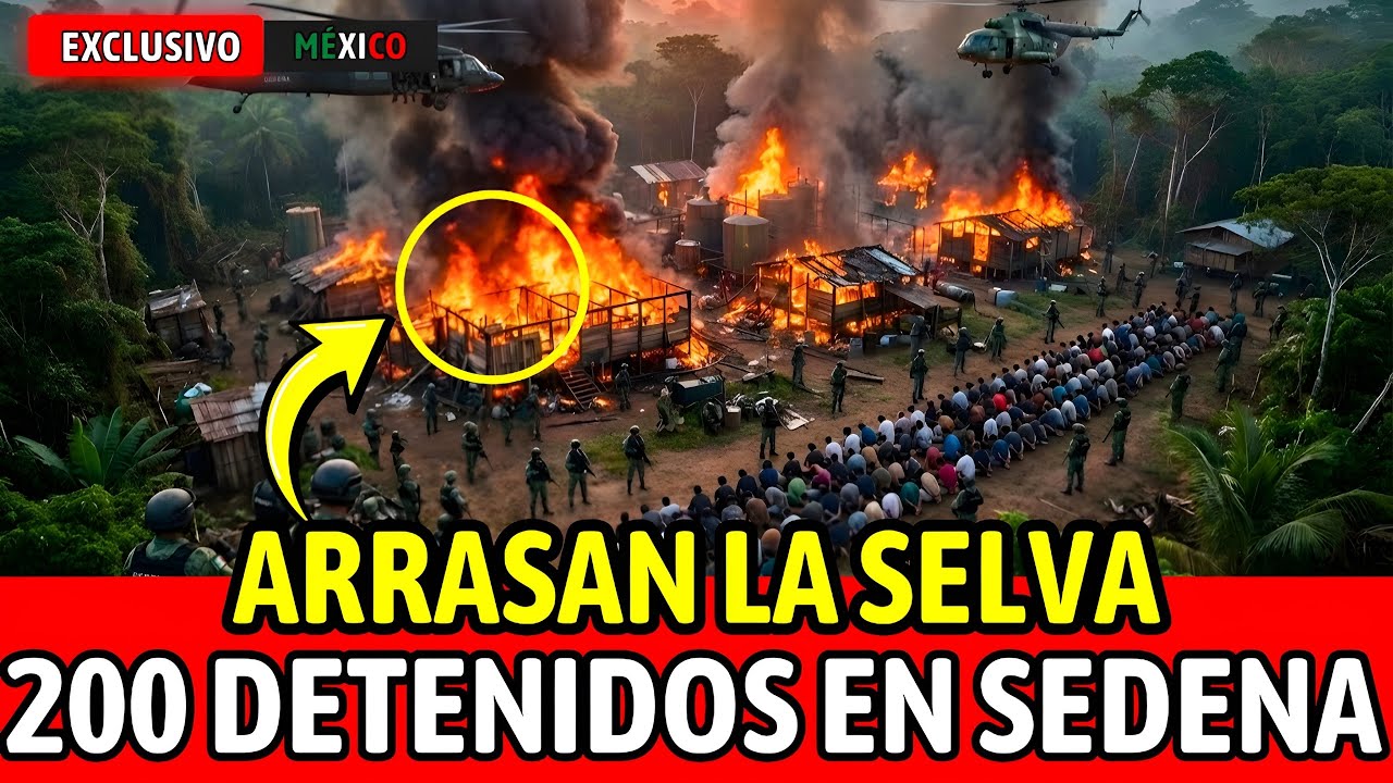 💥SEDENA DESPLIEGA 20 HELICÓPTEROS y ARRASAN LABORATORIO GIGANTE en la SELVA LACANDONA: 200 DETENIDOS