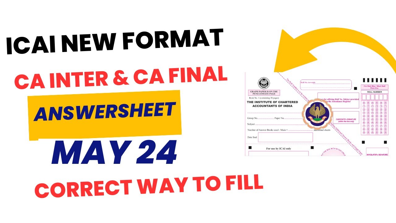 ICAI New Format CA Inter & CA final ICAI Answer sheet May 2024 Exam | Correct Way To Fill ✅