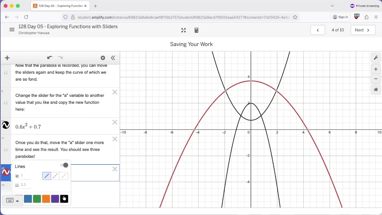 MATH 128 - Desmos Tutorial - Exploring Functions with Sliders