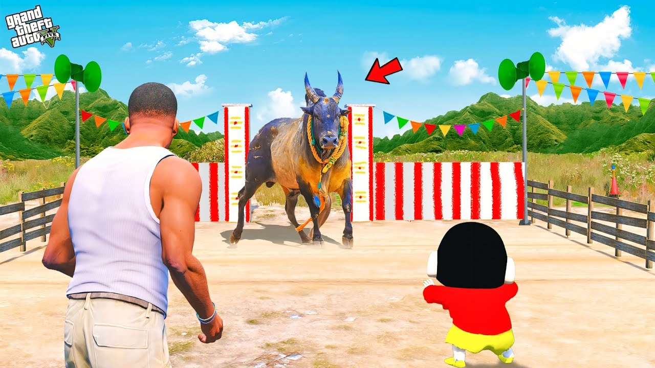 Shinchan & Franklin Going to Jallikattu With Motu Patlu in Gta 5