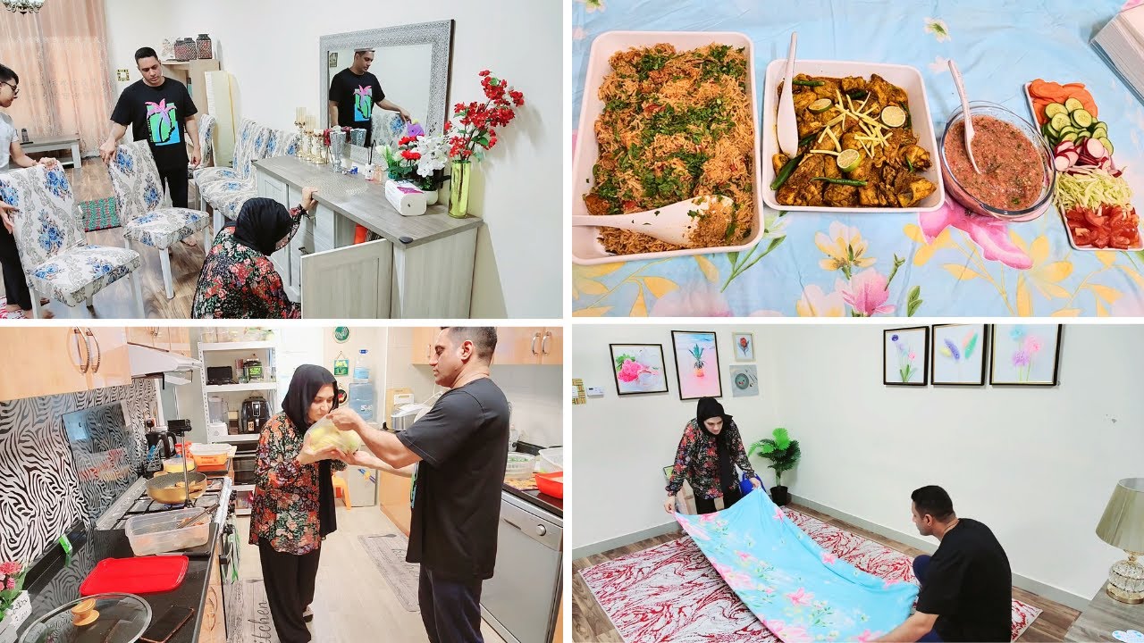 Guests k liye Floor Arrangement 🥰️Fajita Rice - Special Chicken Karahi-Tomato chutney