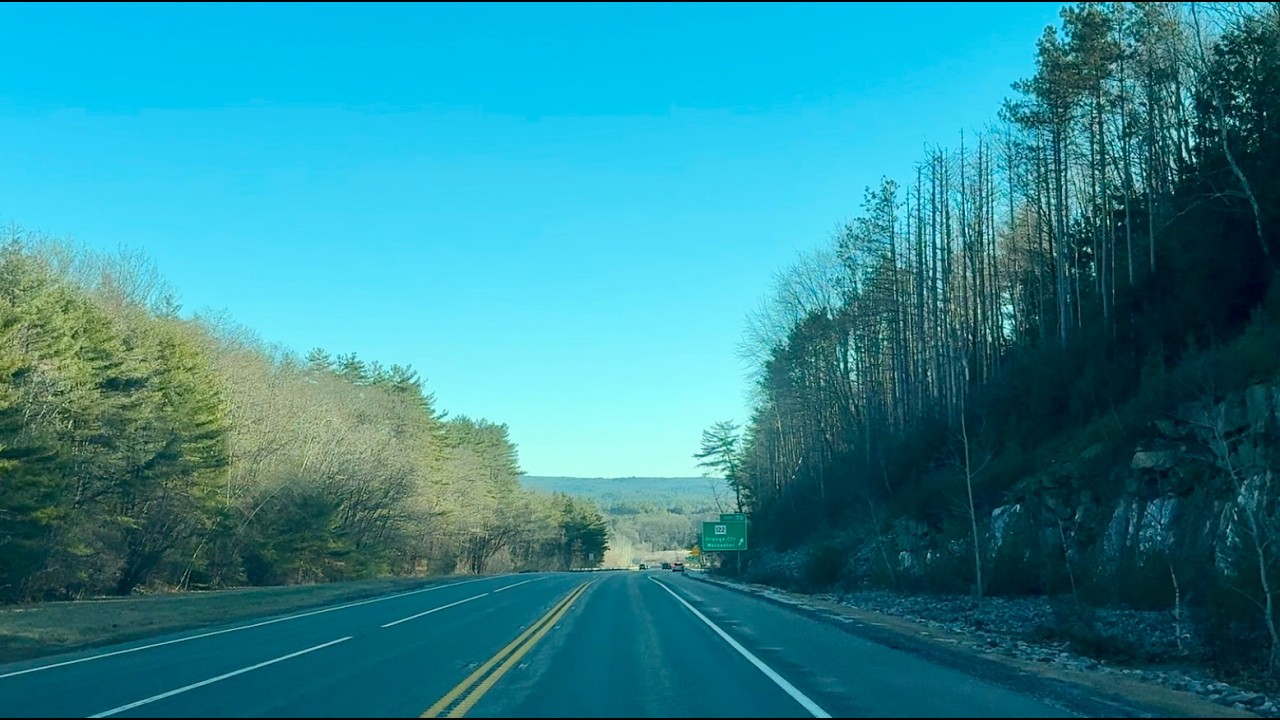 Relaxing Winter Drive on MA Rte 2 East in 4K