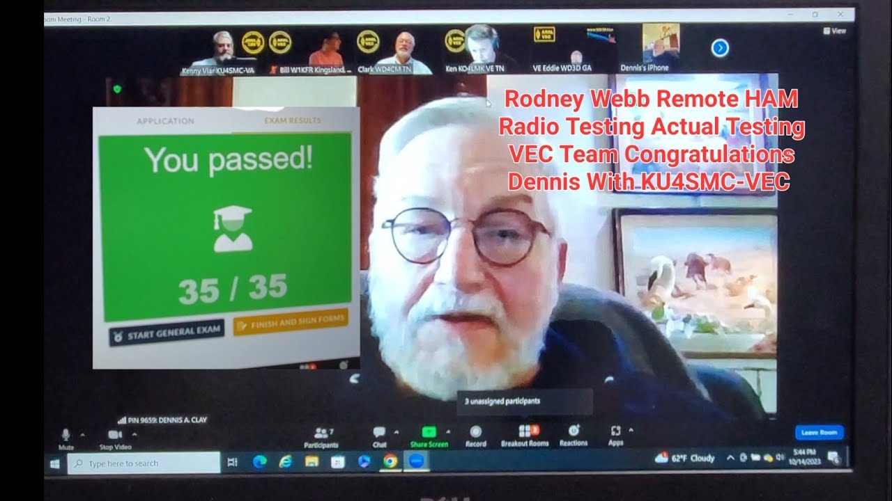 Rodney Webb Remote HAM Radio Testing Actual Testing  VEC Team Congratulations Dennis With KU4SMC-VEC