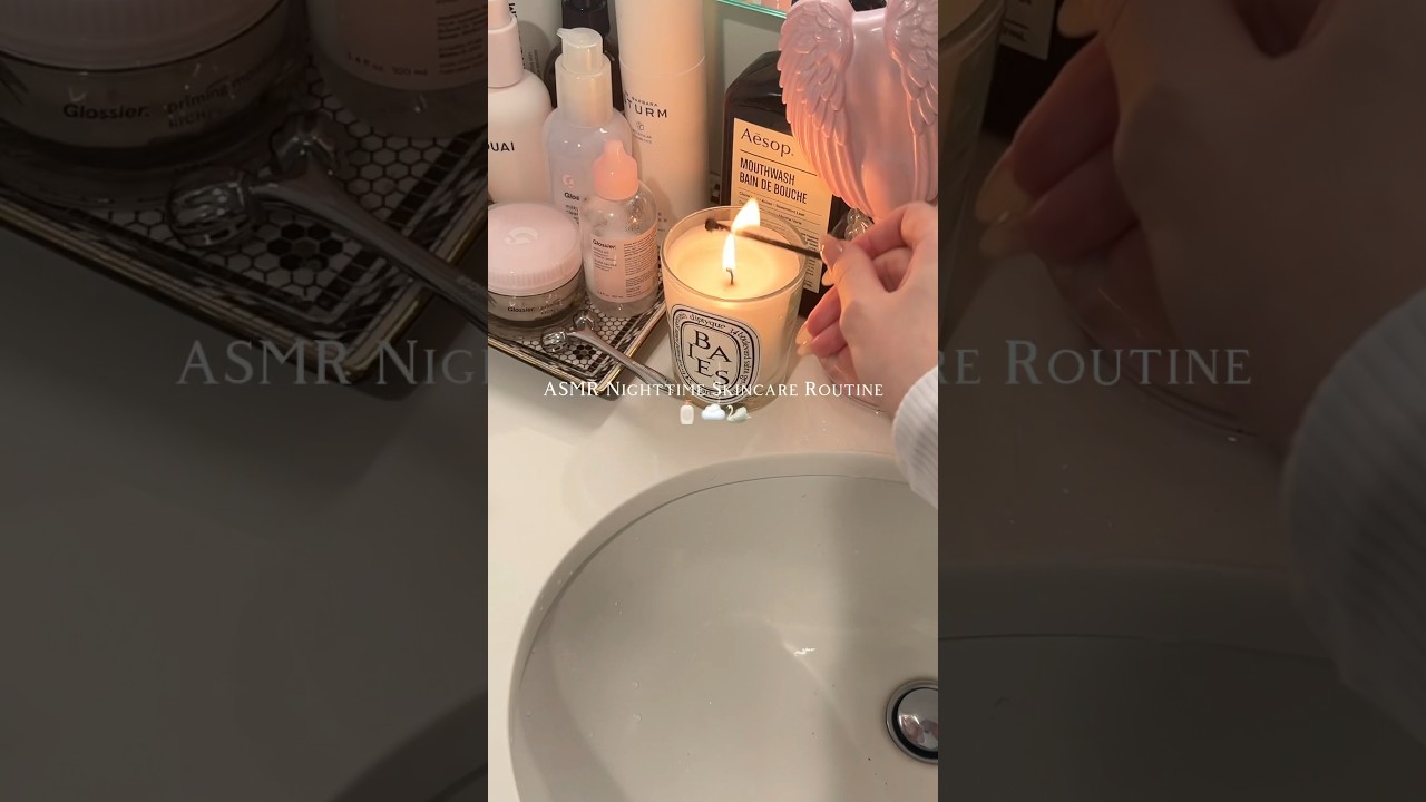 ASMR nighttime skincare routine #asmr #skincare #selfcare #aesthetic #facial #routine #cleangirl