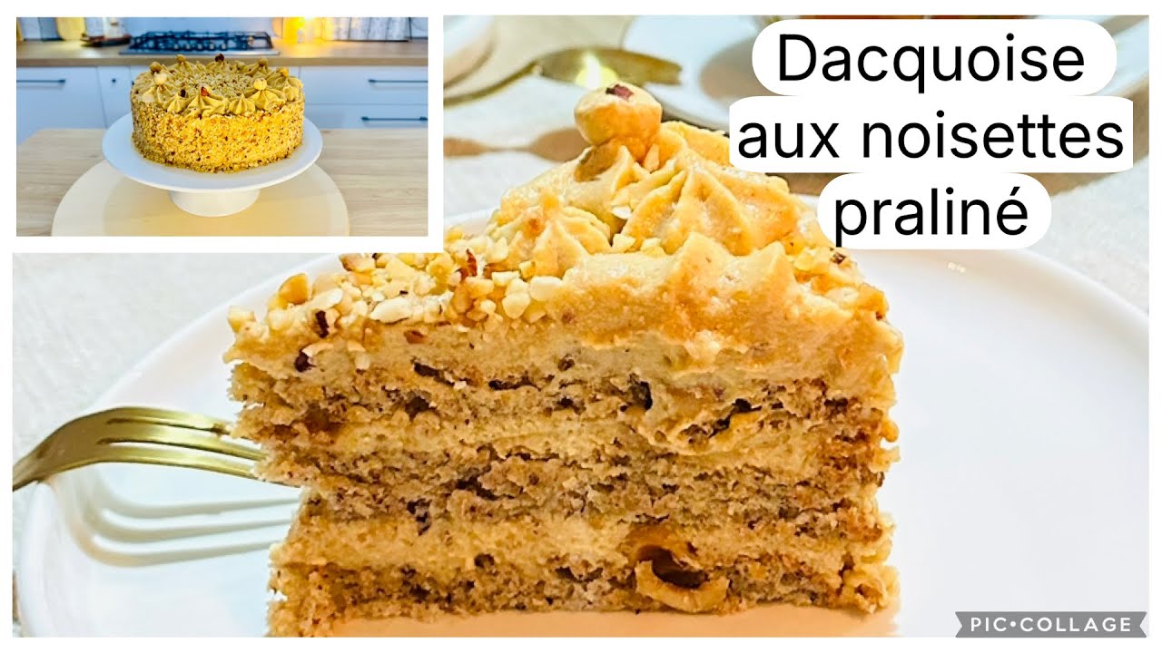 Russe noisettes/ dacquoise aux noisettes praliné crème mousseline دكواز البوفريوة مع كريمة الموسلين