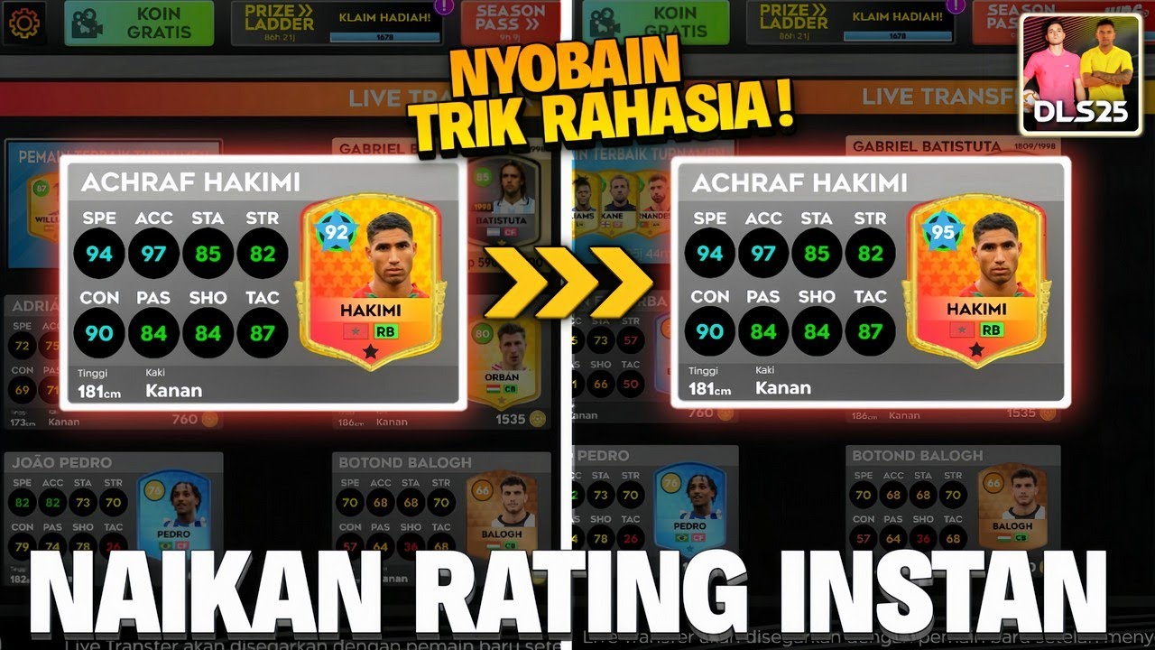 COBAIN BUKTIKAN TRIK TERBARU !! DI UPDATE GAME DLS25. reting pemain auto naik..