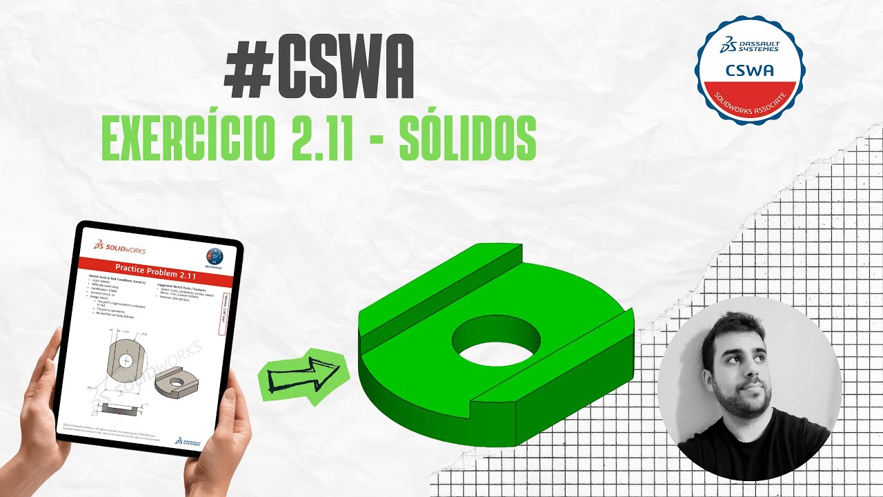 EP043: Solidworks para iniciantes | Exercício 2.11 - CSWA | Dominando Ressalto Base Extrudado