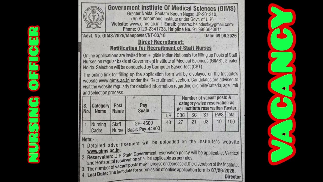 NEW VACANCY NURSING OFFICER VACANCY RECRUITMENT 2026