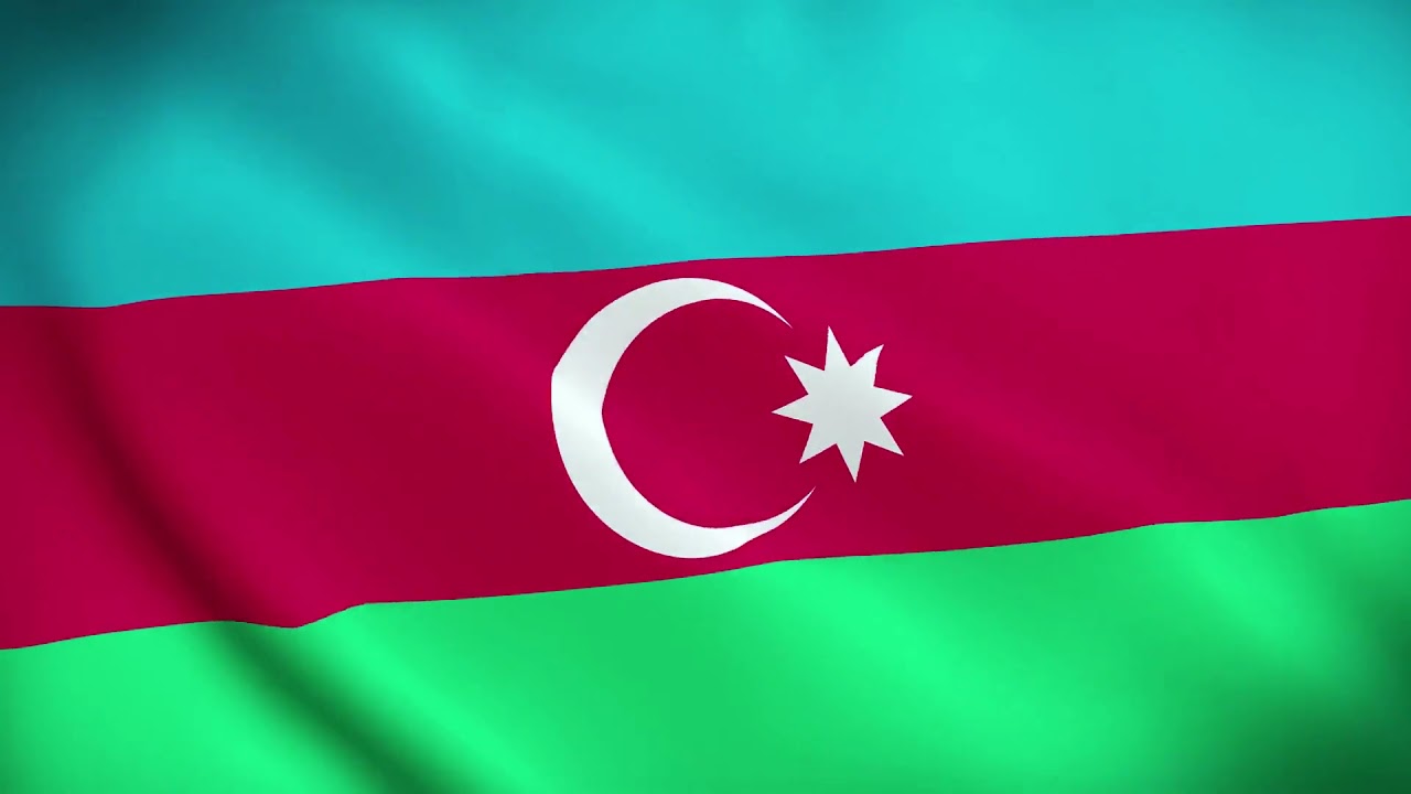 [10 Hours] Azerbaijani Flag Waving - Video & Audio - Waving Flags