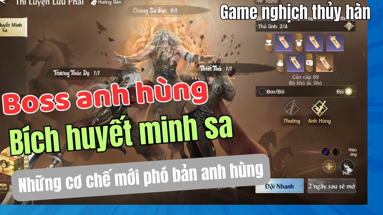 Hướng dẫn cơ chế mới boss BÍCH HUYẾT MINH SA ANH HÙNG game nghịch thủy hàn!!! 