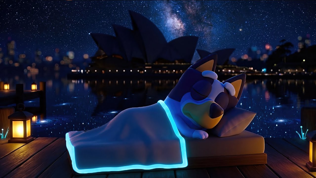 Bluey at Sydney Opera House 🌌 Soft Piano & Harbor Night Sounds for Calm, Sleep & Focus
