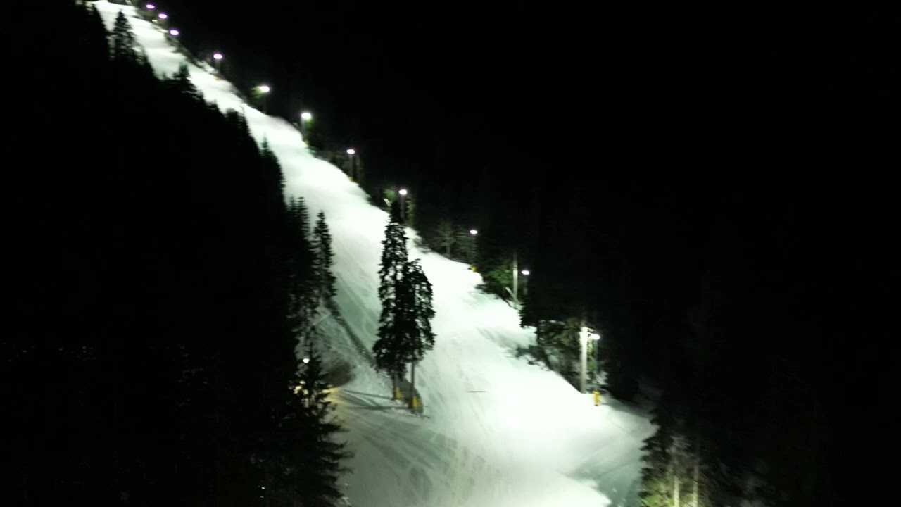 Drone Clips - Borovets Ski resort at Night, Rila Mountains, Bulgaria