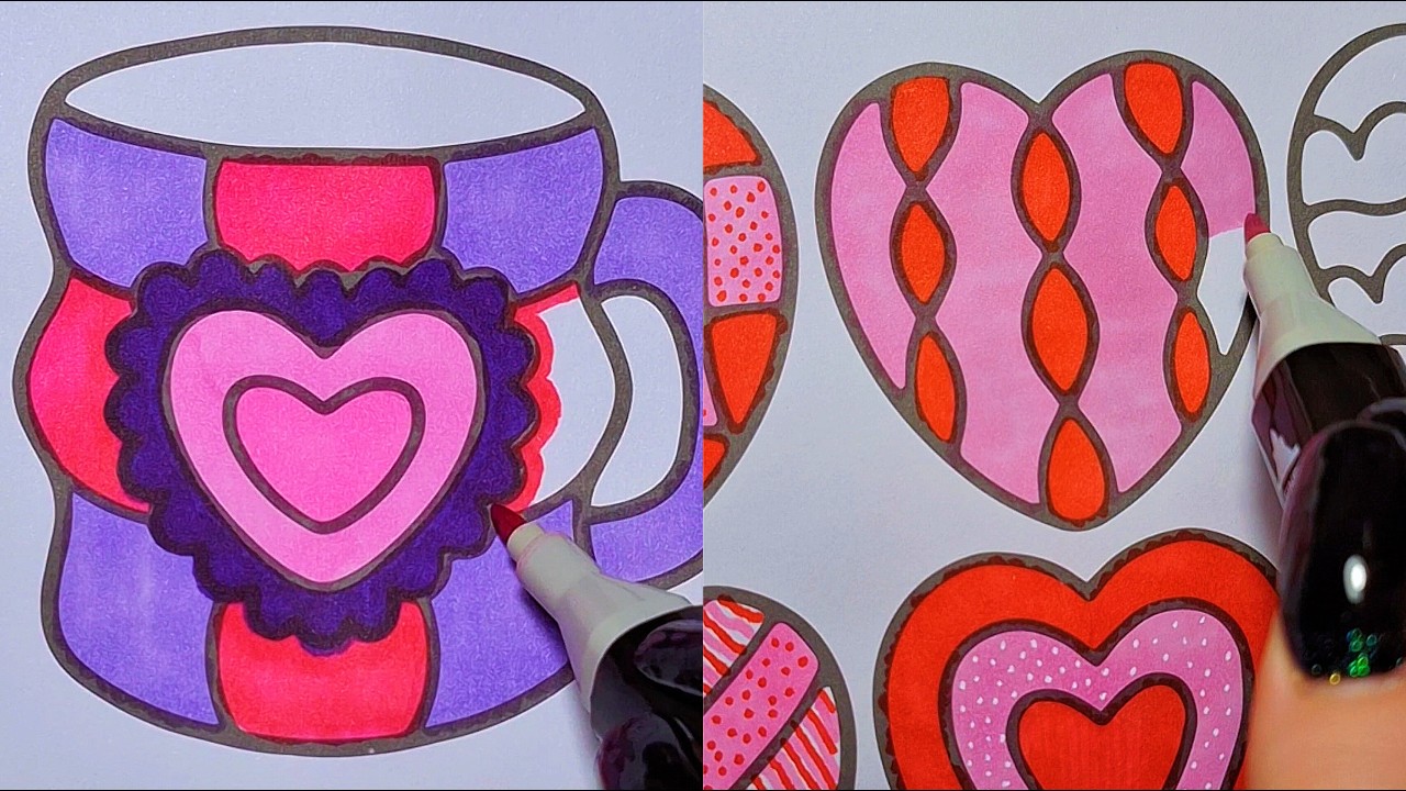 Satisfying ASMR Coloring💞Valentine`s Day Compilation🎨