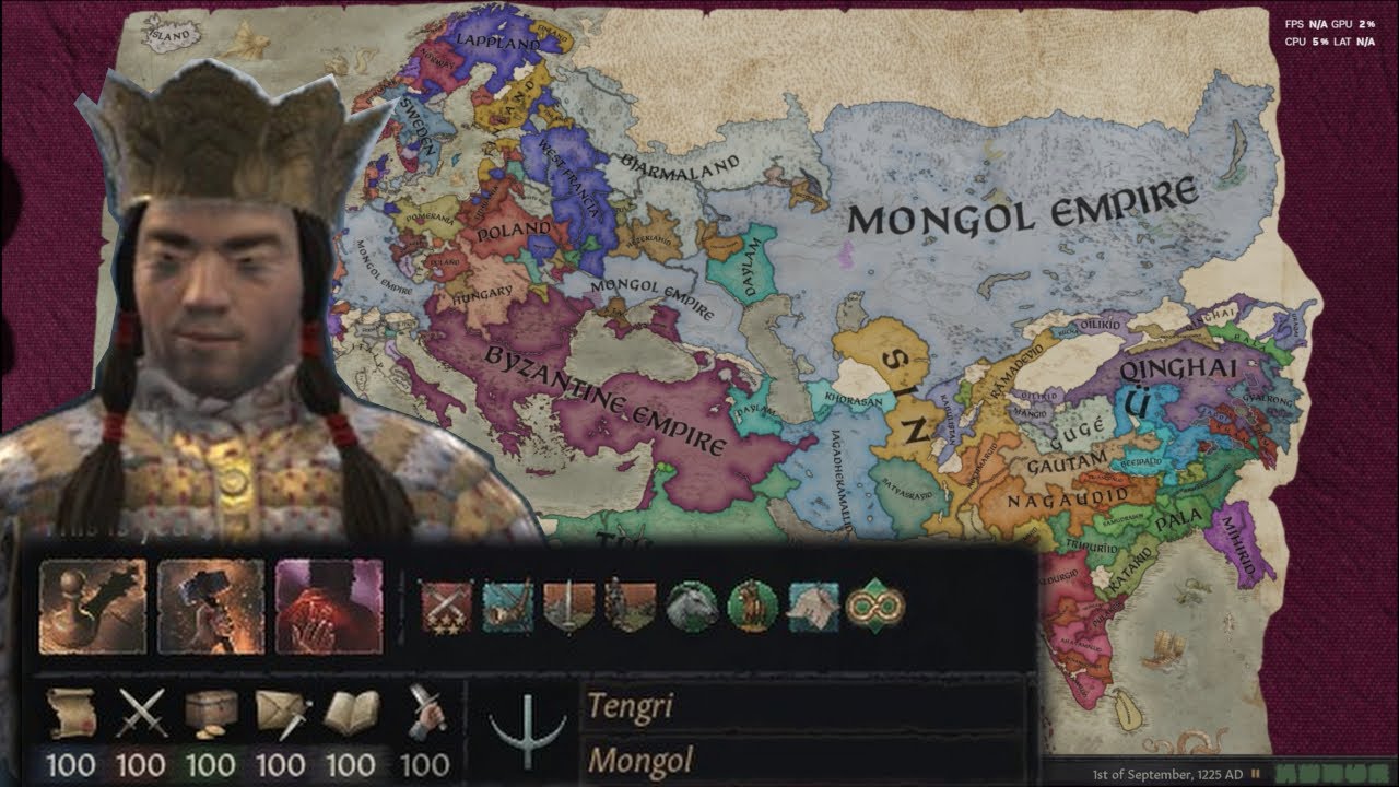 CK3 Timelapse but Genghis Khan is an immortal 100 Stat man (867)