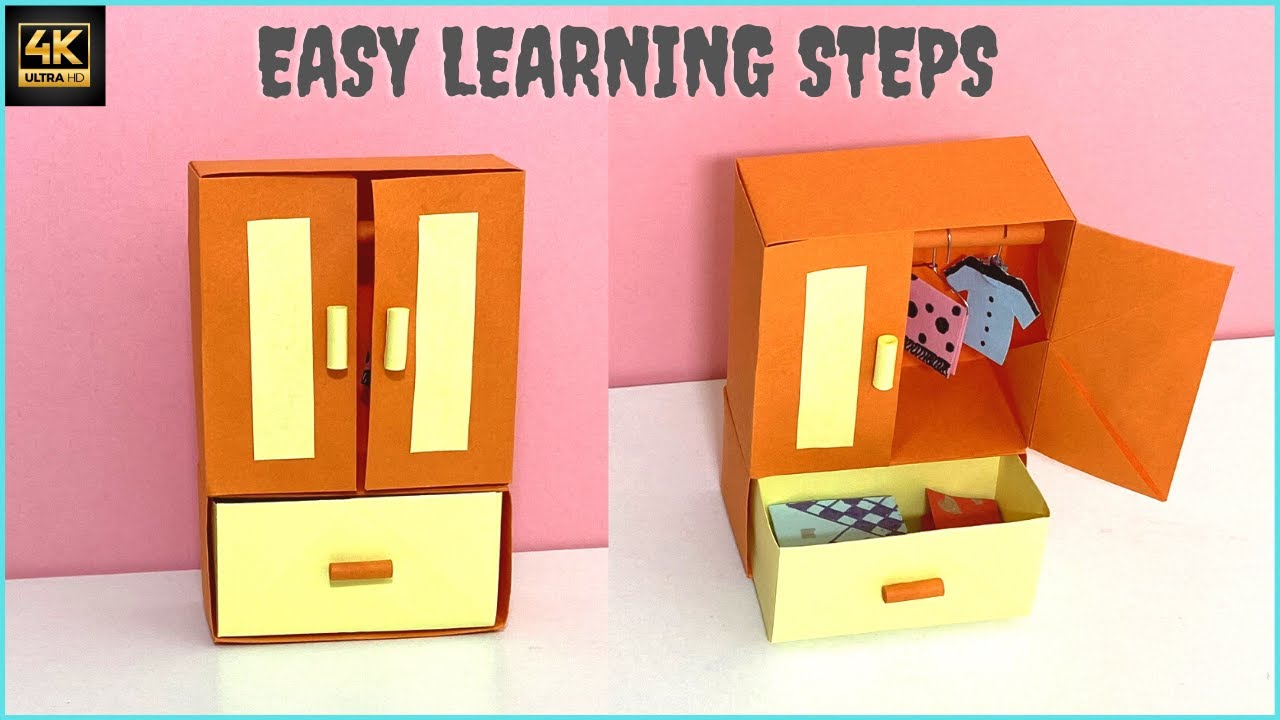 How to make Origami Wardrobe | DIY | Miniature Paper Furnitures | English Subtitles | Crafts At Ease