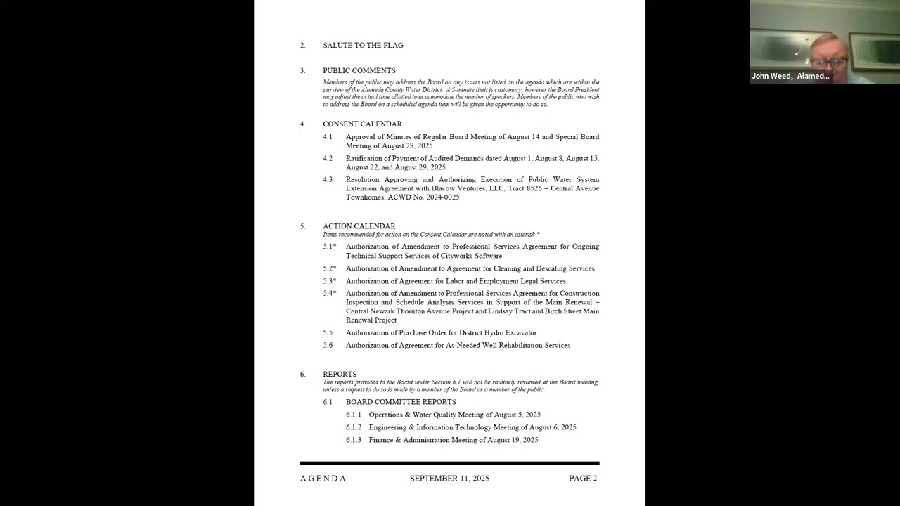 ACWD Regular Board Meeting - September 11, 2025