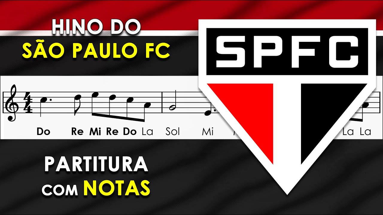 Hino do São Paulo F.C. | Partitura com Notas para Flauta Doce, Violino