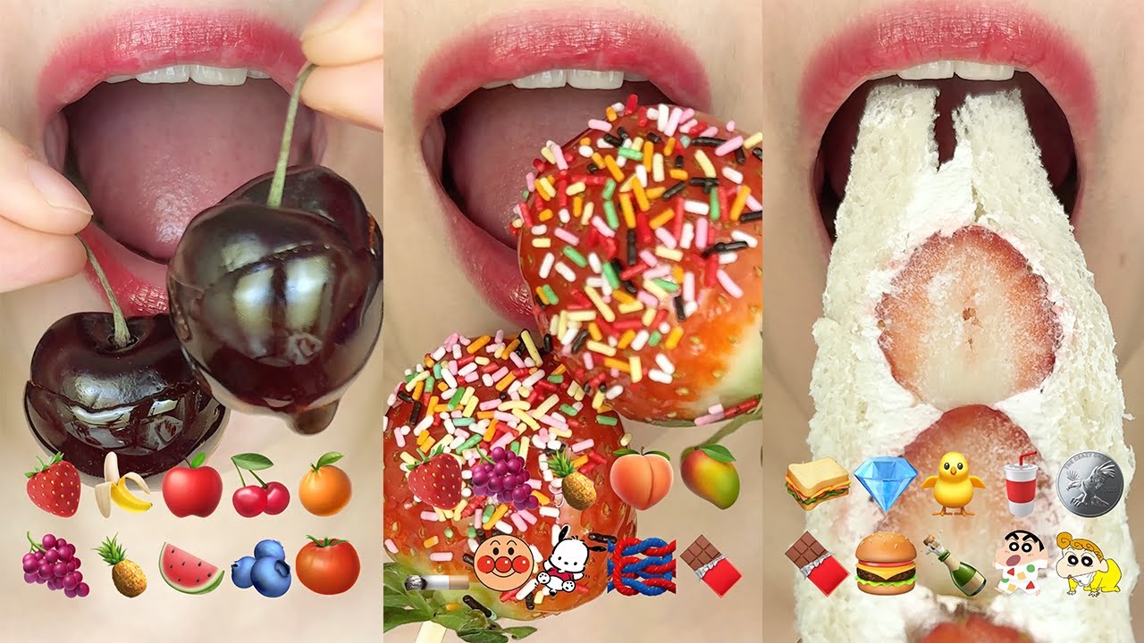 asmr 10 MINUTES EMOJI FOOD COMPILATION (SATISFYING , RELAXING) 10분 이모지 먹방 모음 eating sounds