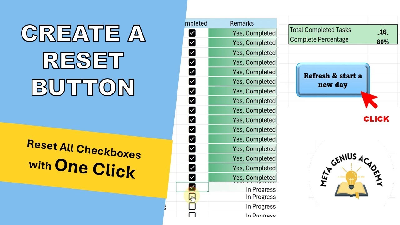 Reset All Checkboxes in Excel with One Click | Create a Refresh Button!