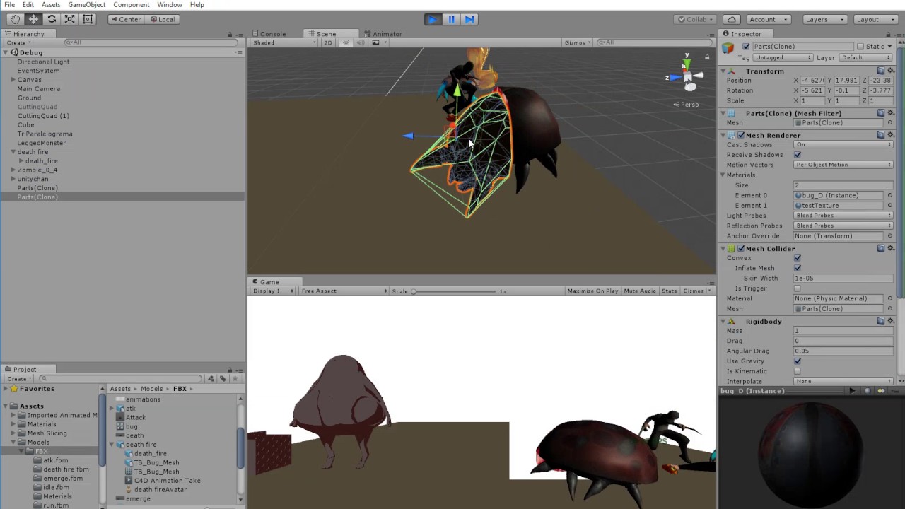 working skinned mesh slicing