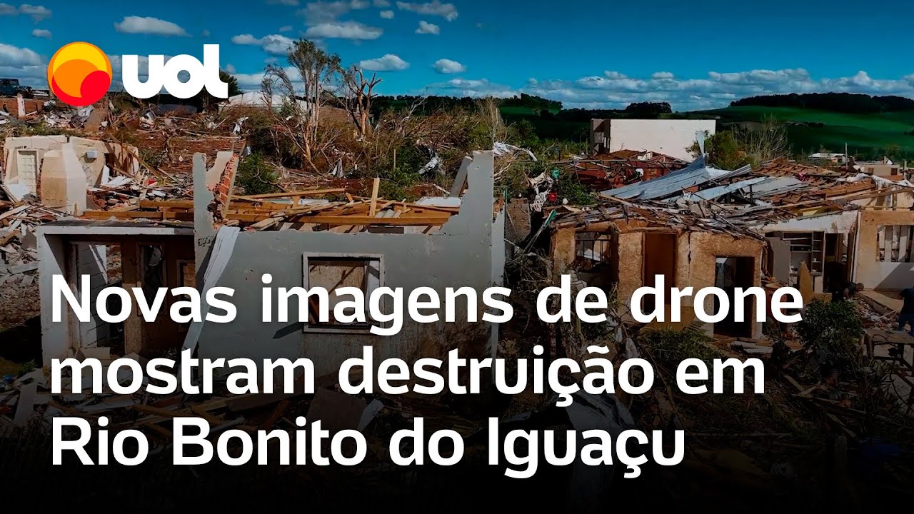 Rio Bonito do Igua&ccedil;u em ru&iacute;nas: novas imagens de drone mostram destrui&ccedil;&atilde;o ap&oacute;s tornado no Paran&aacute;