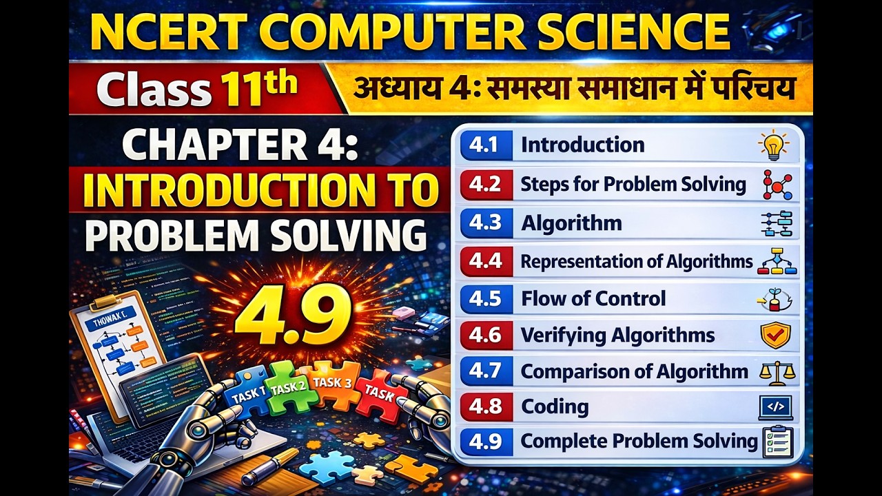 Complete Chapter 4 Introduction to Problem Solving | NCERT Computer Science Class 11 |  Hindi