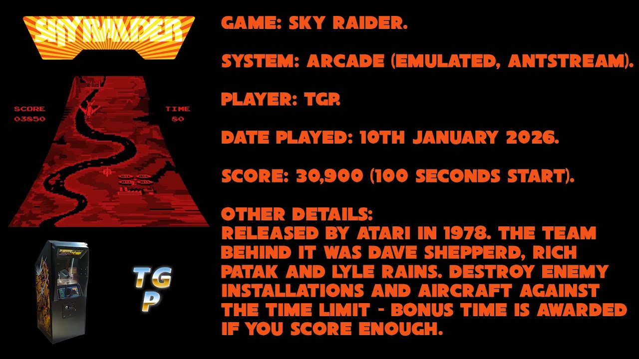 Sky Raider - Arcade - Atari - Antstream - 100 seconds - 30,900 points.