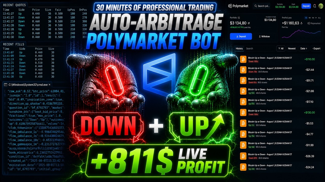 Арбитражный бот для Polymarket в 2026 году &mdash; Автоторговля на 5-минутных прогнозах BTC &mdash; Безрисков...