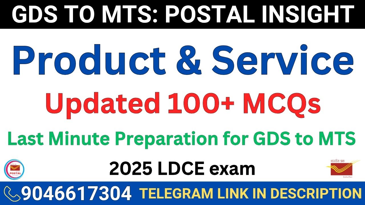 Postal Products & Services 100+ Updated MCQs | GDS to MTS | Postal Insight | PO Guide Part I 