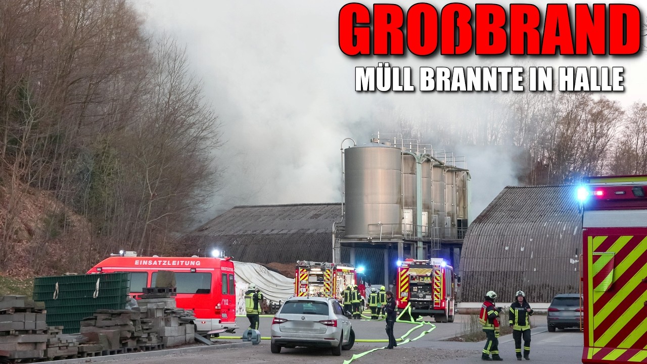 [GROßBRAND AUF WERTSTOFFHOF!] - Große Mengen Müll in Flammen ~ Stadtalarm Feuerwehr Leichlingen -