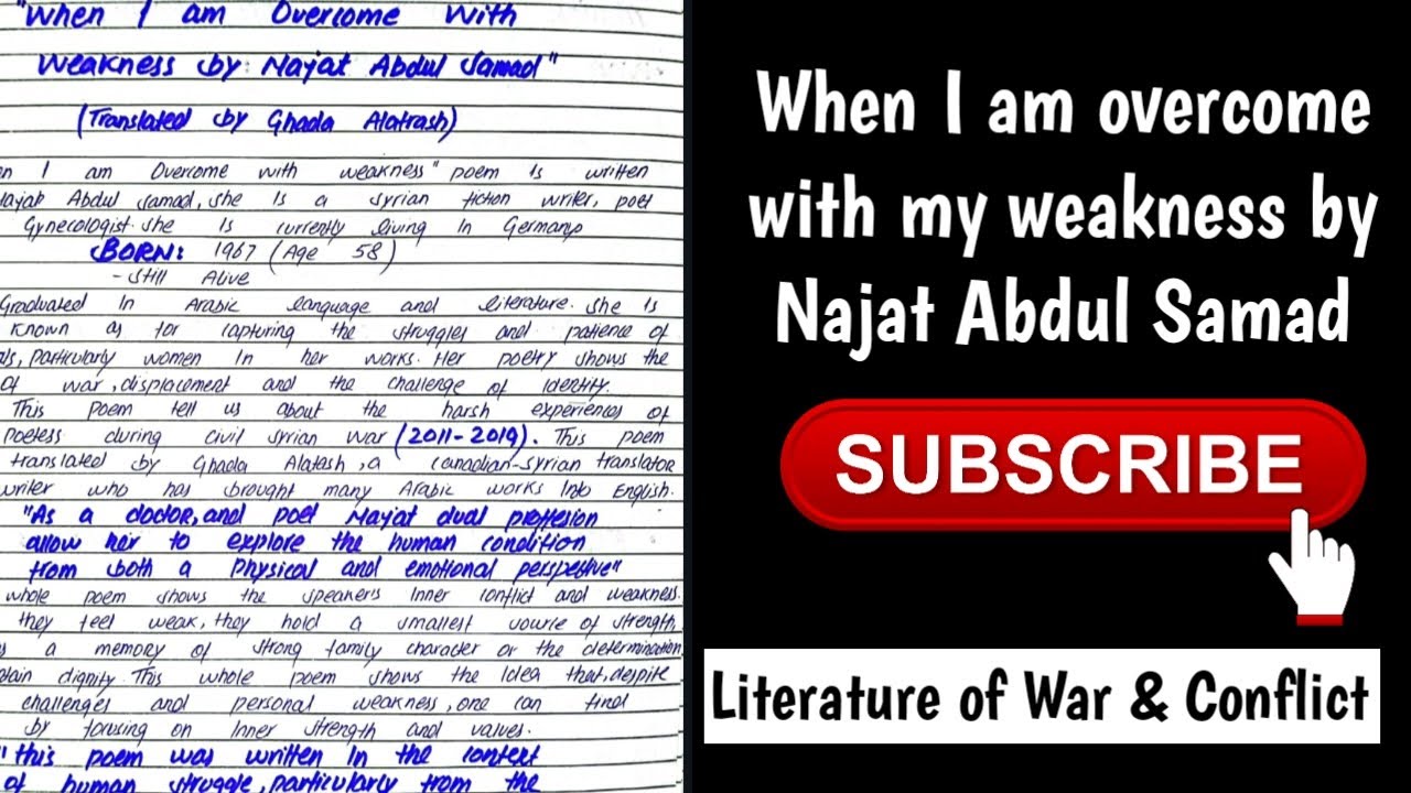 When I am Overcome by Weakness by Najat Abdul Samad Poem, Translated by Ghada Alatrash