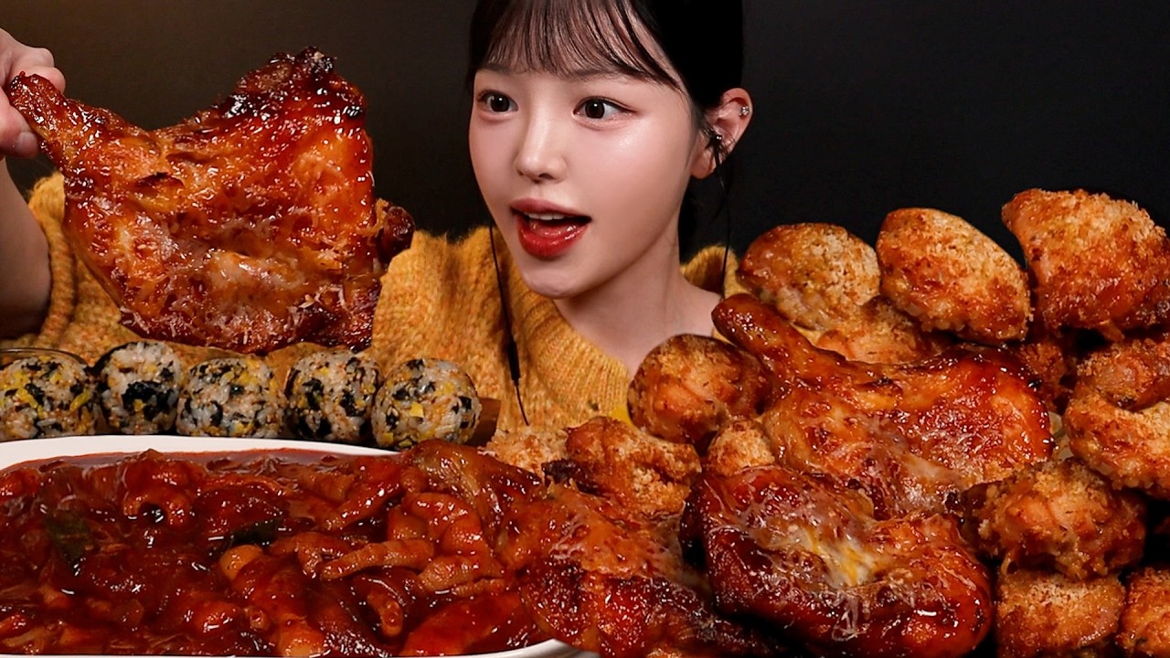 SUB)엽기 닭발 실패 후 분노의 국물닭발 먹방..🔥굽네치킨 대왕통다리구이 마늘바사삭까지 자극파티 꿀조합 Chicken Mukbang Asmr
