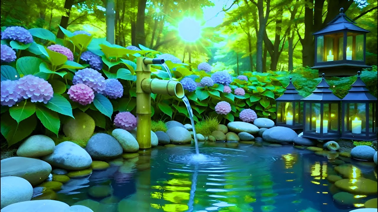 Peaceful Piano + Bamboo Water Sounds 🌿 Deep Relaxation to Release Stress