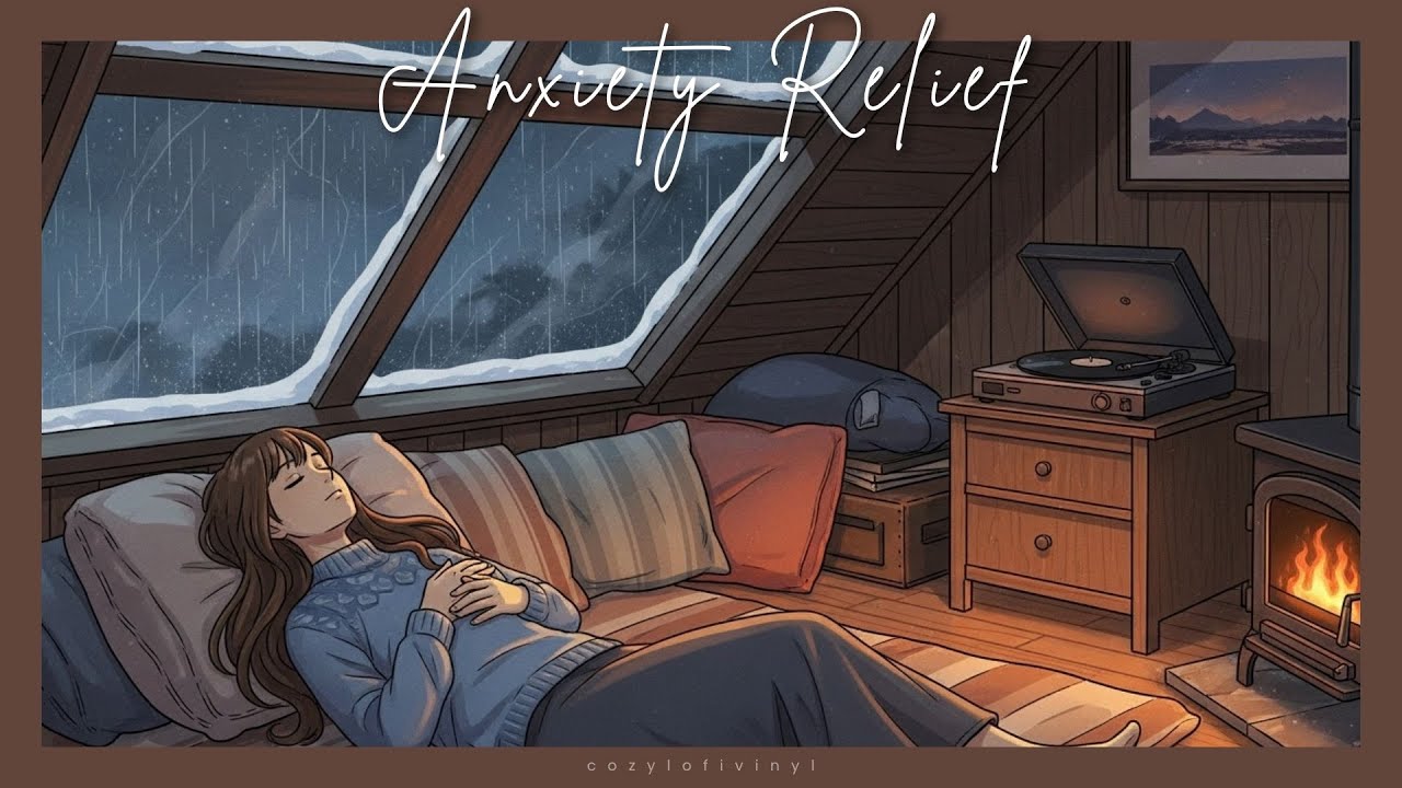 Rain on window winter night ambience for deep sleep and anxiety relief 🌧️