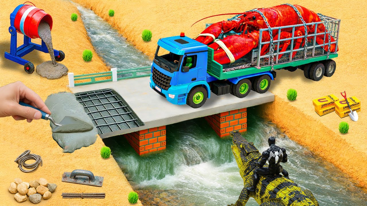 Venom Rides Crocodile to Destroy the Bridge | DIY Mini Tractor Rebuilds It