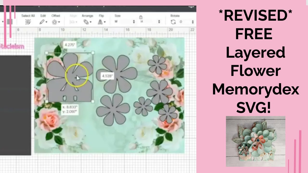 FULL TUTORIAL: Revised FREE SVG Layered Flower Memorydex Card | Beginner Friendly