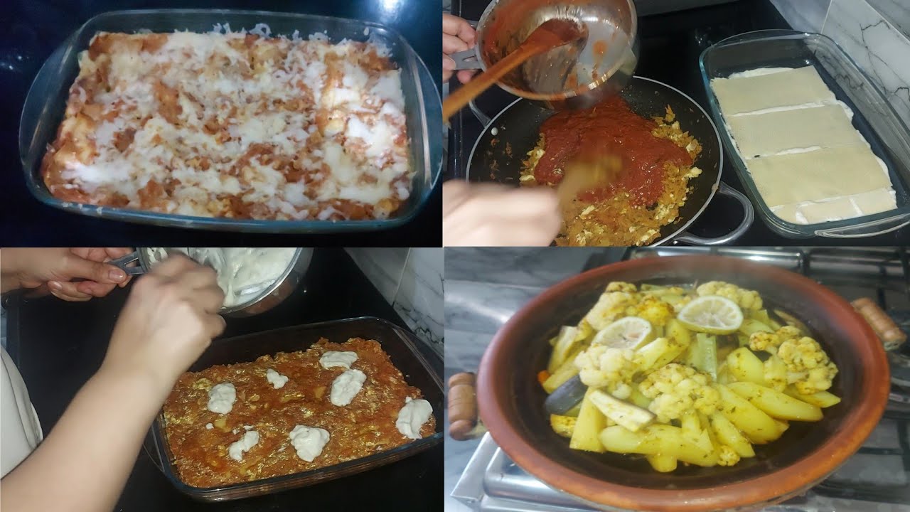 روتيني اليومي👌حضرت فيه غداء وعشاء✅️طاجين بالخضرة مخلطة✅️وطبق تاع اللزانيا لذيذ ومغذي 