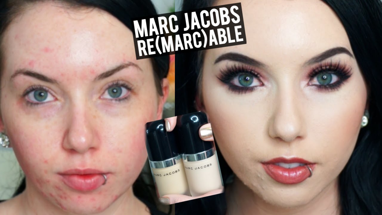 Marc Jacobs Remarcable Full Coverage Foundation Demo & Review! PALE Acne Prone Skin