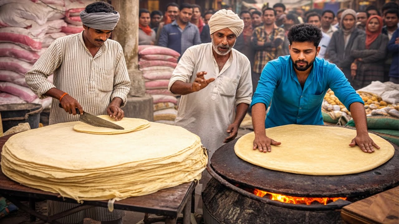 BIGGEST INDIAN MANDA ROTI MAKING | ROLL SAMOSA PATTI | HUGE DOUGH CUTTING | KARACHI STREET FOOD