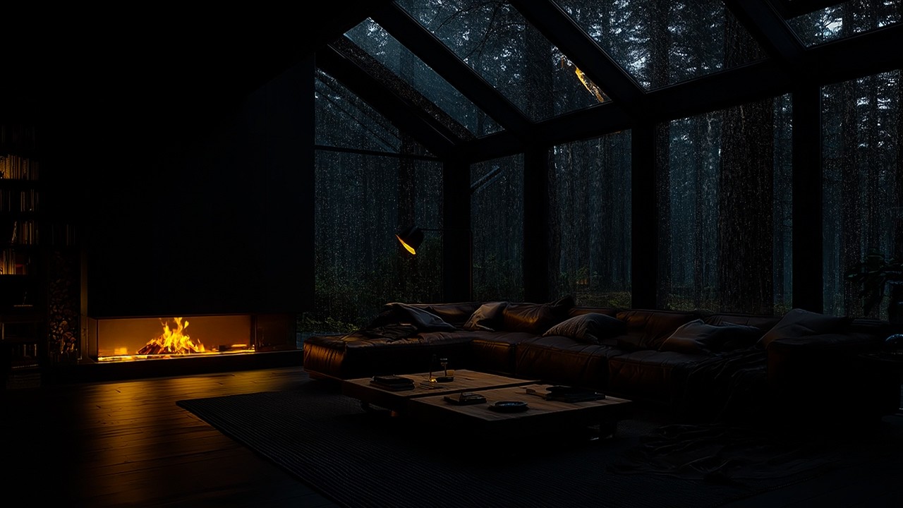 Rain Sounds in a Dark Bedroom (No Ads) Relaxing Ambience for Deep Sleep, Focus, and Meditation
