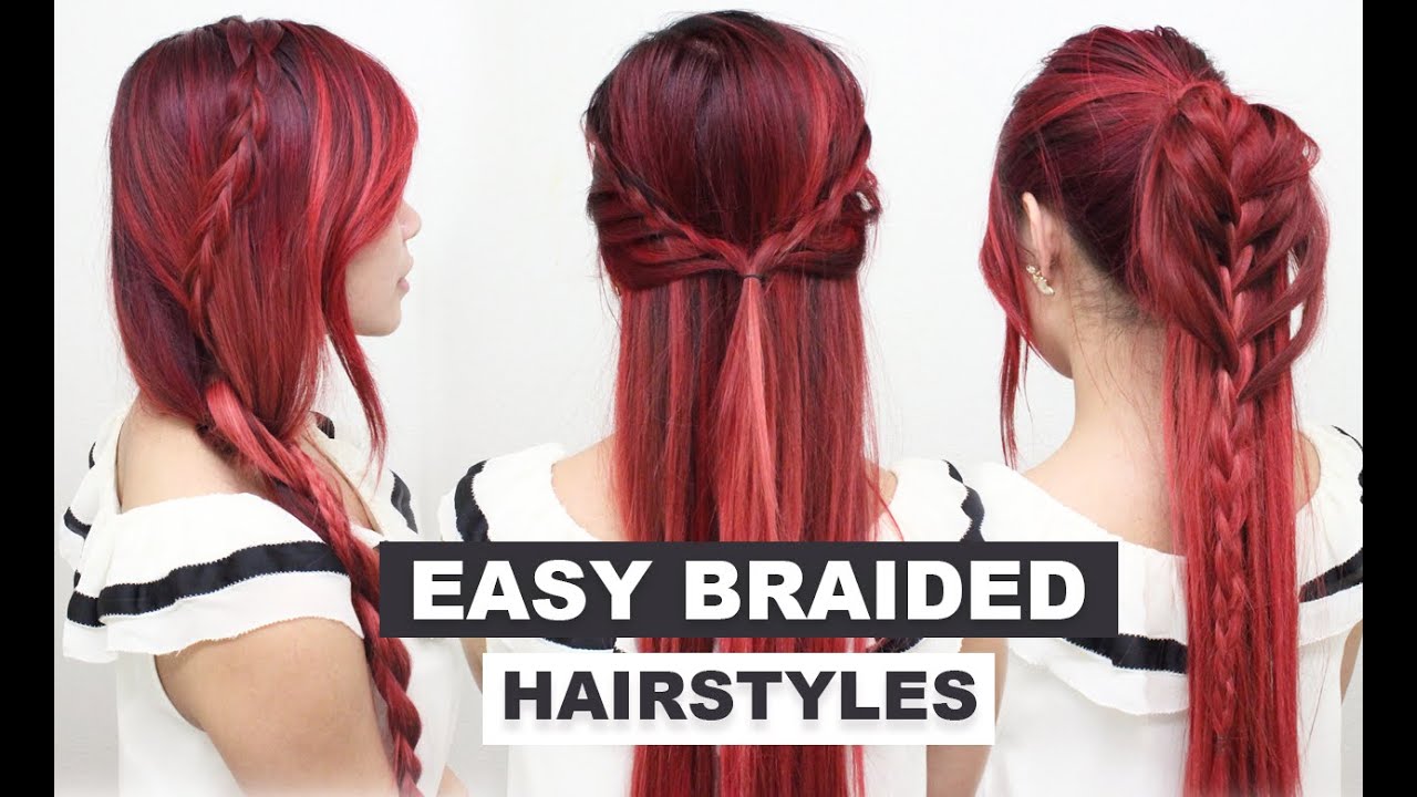4 Easy Braided Hairstyles l Heatless Hairstyles l Cute School Hairstyles for Medium Long Hair