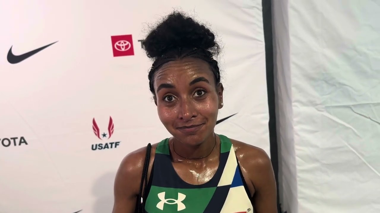 Weini Kelati after taking 4th in 10,000 at 2025 USAs