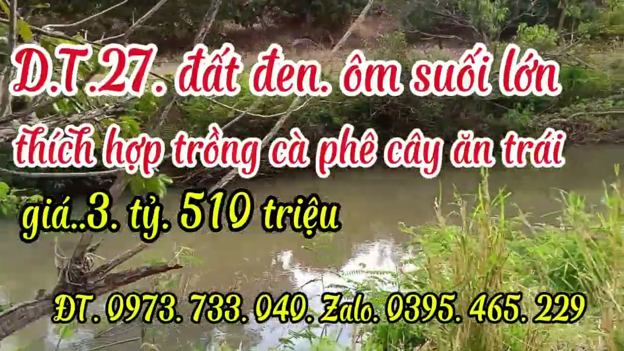 DT.27.ha đất đen ôm chơi lớn. Thích hợp trồng cà phê cây ăn trái. Giá.3 tỷ. 510 triệu.