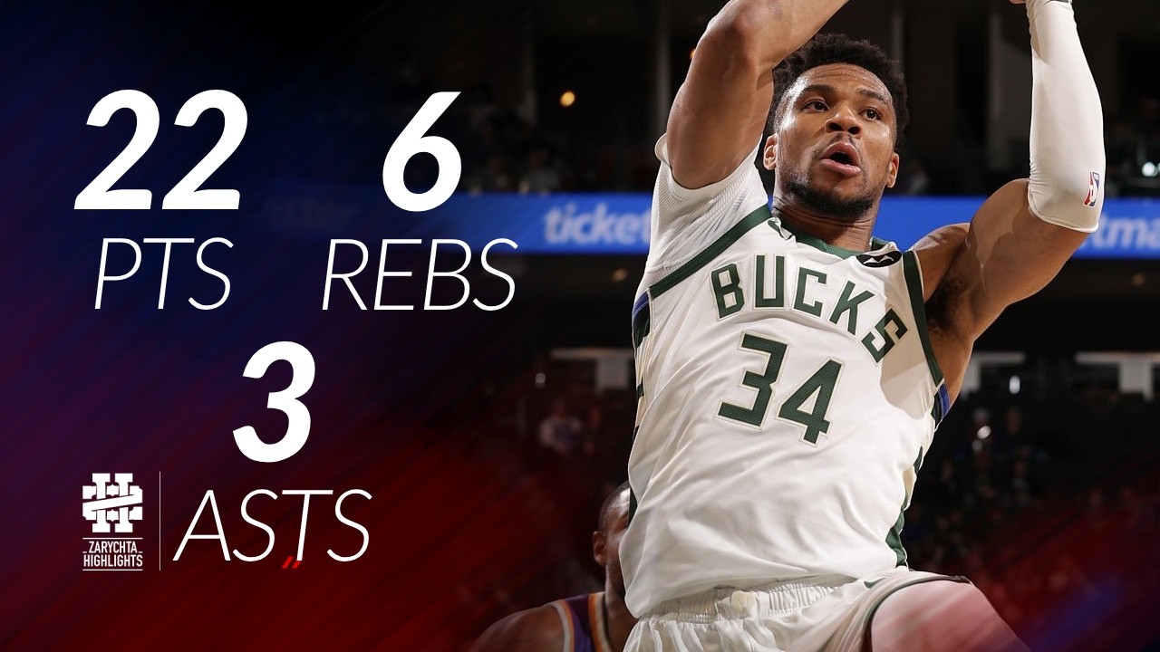 Giannis Antetokounmpo 22 pts 6 rebs 3 asts vs Suns 25/26 season